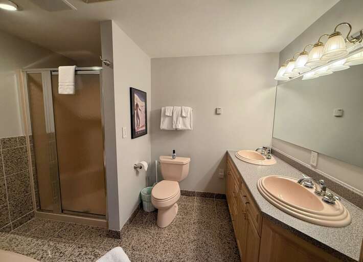 Lower Level Shared Full Bath with Shower and Tub