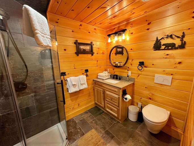 Lower level shared bathroom