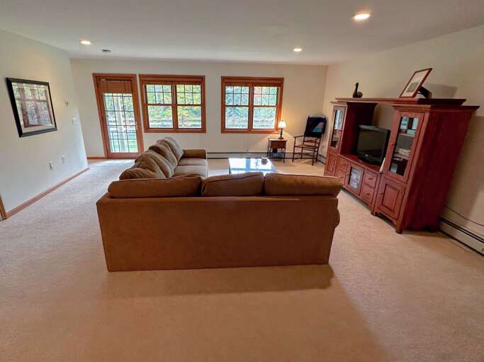 Lower level living area with TV