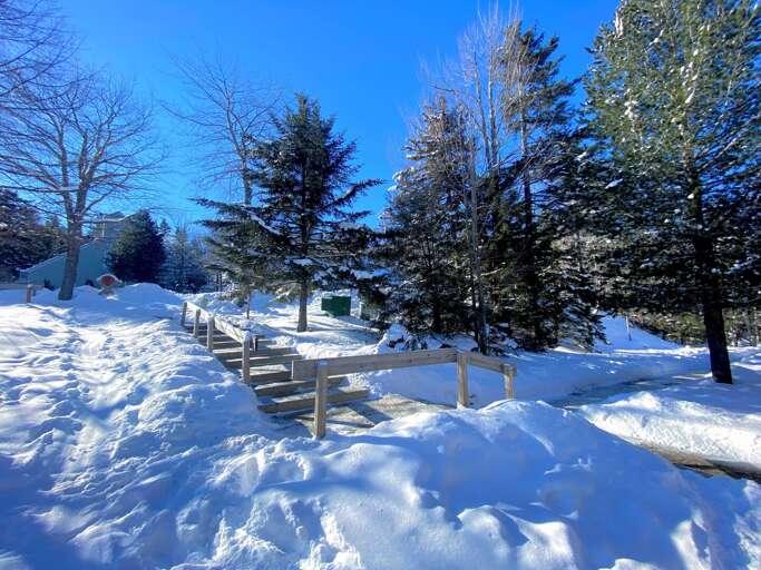 Stairs down from parking area