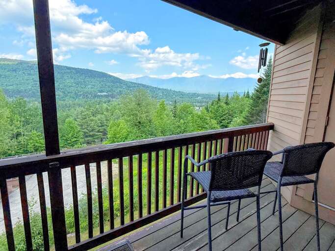 Small walkout deck on the main level with beautiful views. Accessible from both the living room and King Bedroom.