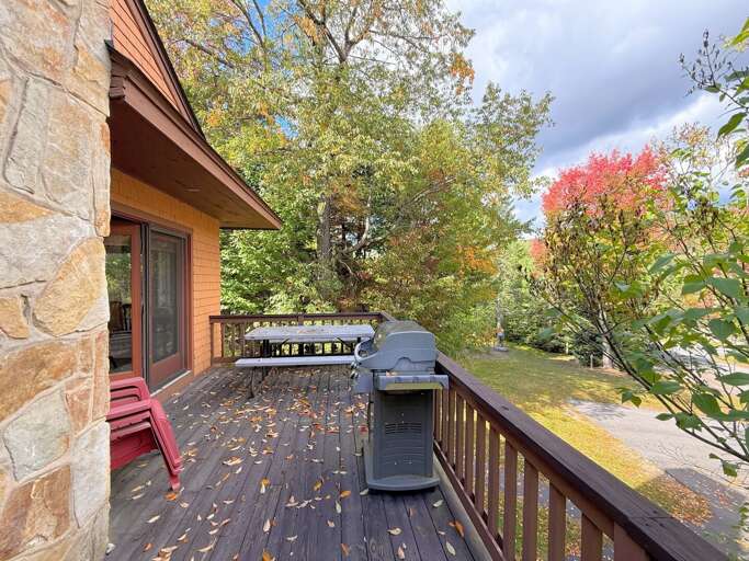 Step onto the main-level deck beside Forest Lane for fresh air, outdoor seating, and views of the surrounding trees.