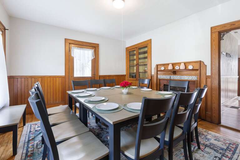 Dining table that seats 12 is perfect for family gatherings