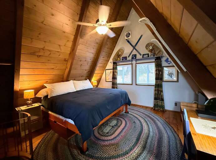 Loft King Bedroom is up a spiral staircase from the main living area