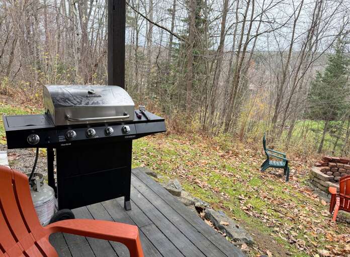 Propane grill on lower level deck