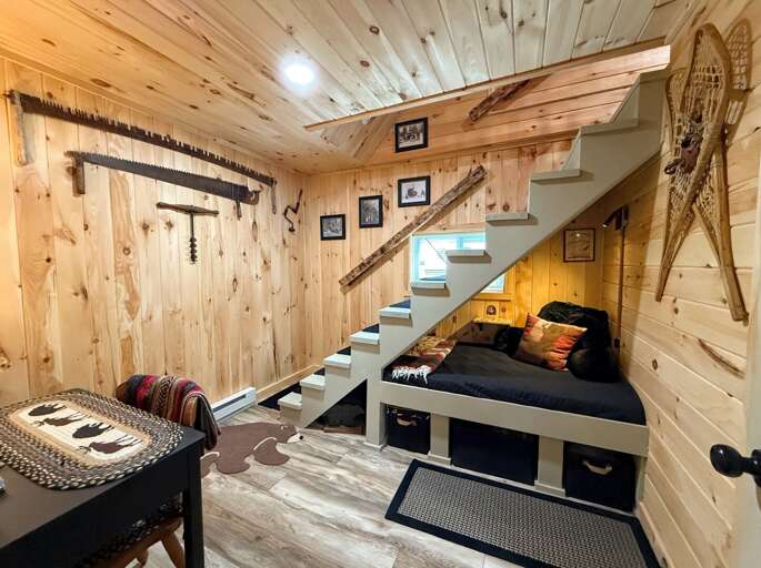 Hallway with reading nook and desk