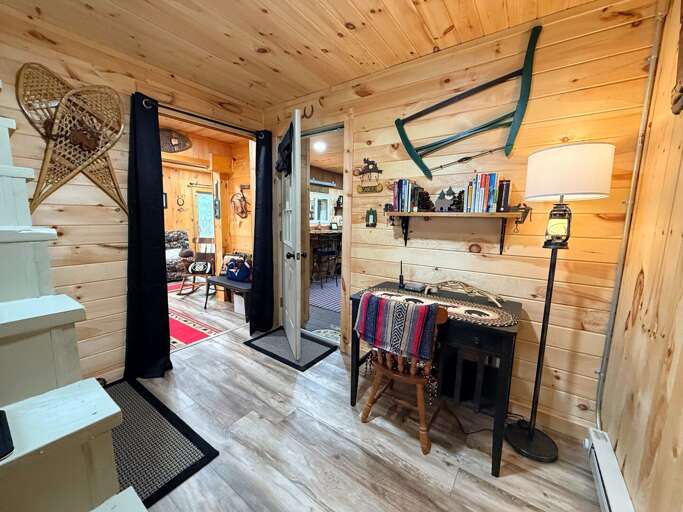 Hallway with reading nook and desk