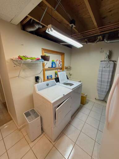 Laundry area on the lower level.