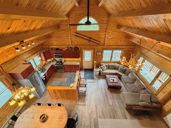 The primary living area is an open airy space with easy convenient access to the kitchen and dining table.