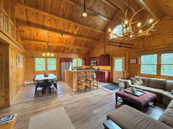 The primary living area is an open airy space with easy convenient access to the kitchen and dining table.