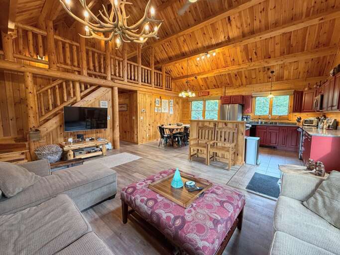 The primary living area is an open airy space with easy convenient access to the kitchen and dining table.