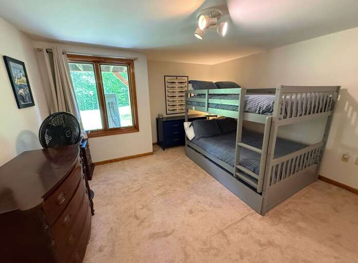 Lower Level Bedroom with Queen-over-Queen Bunk Bed