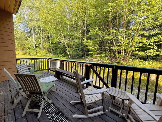 Back deck with forest views.