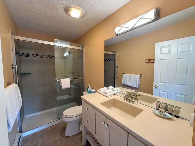 King Bedroom ensuite bath with shower.