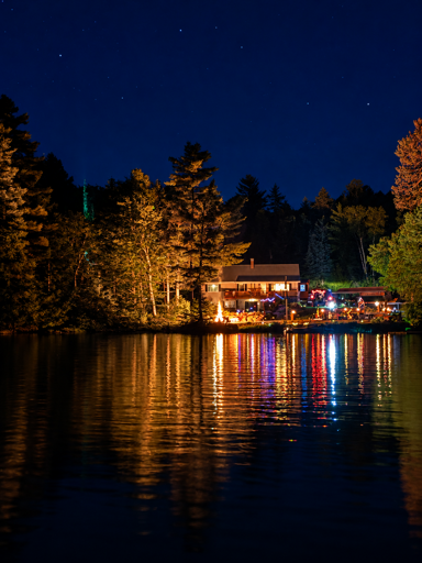 All lit up at night