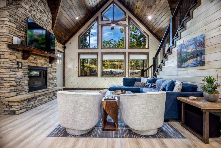 Living Room with 70' TV and Surround sound