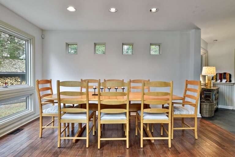 Open concept flow connects the dining area to the living room. Keep the conversation going while dinner is served.