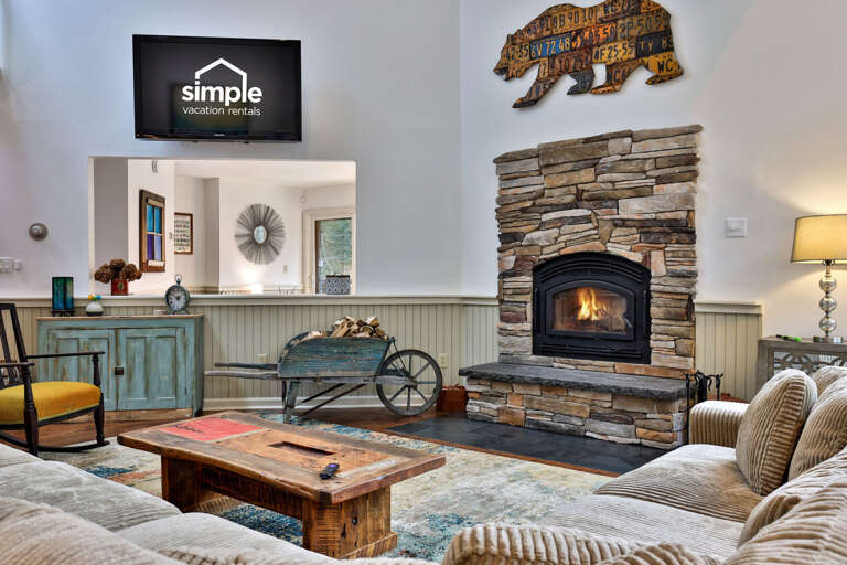 Stone fireplace with a high-efficiency insert. The cozy centerpiece of your evening relaxation.
