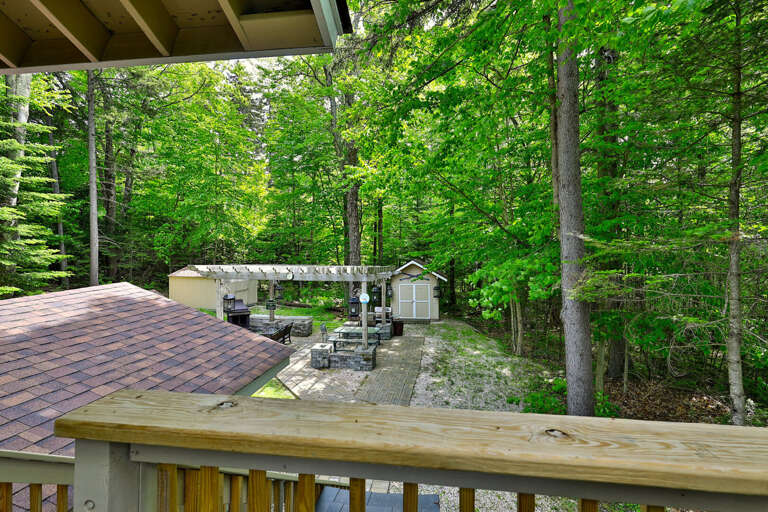 View into backyard from side deck