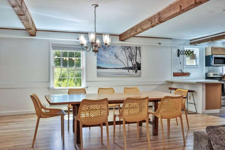 Start the morning around the dining table with coffee and breakfast supplies close at hand.