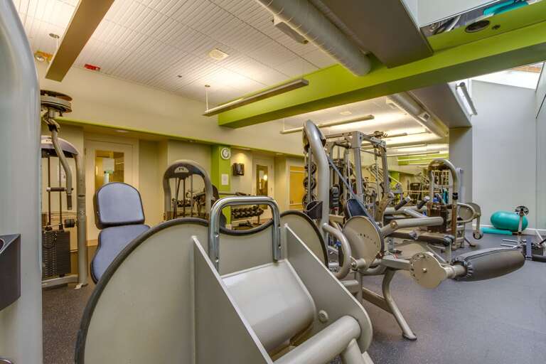 A broad mix of equipment leaves room for more than a token hotel-gym workout.