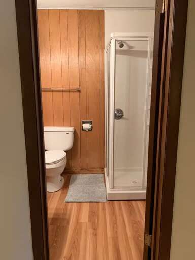 The house has seven full bathrooms; this upstairs one has a separate shower.