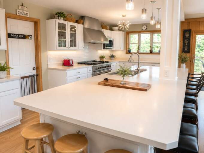 Take a stool at the island for breakfast or keep the cook company while dinner is underway.