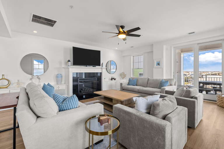 1st Floor 
Living Area, wrap-around decking with Ocean Front and Bay views