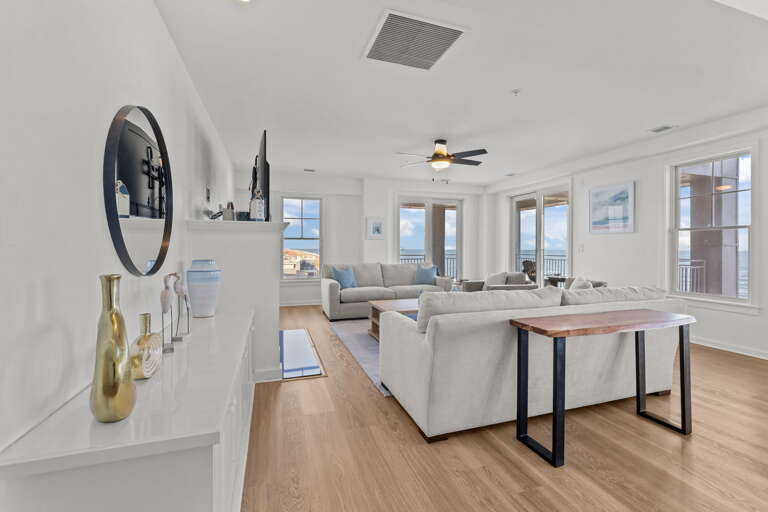 1st Floor 
Living Area, wrap-around decking with Ocean Front and Bay views