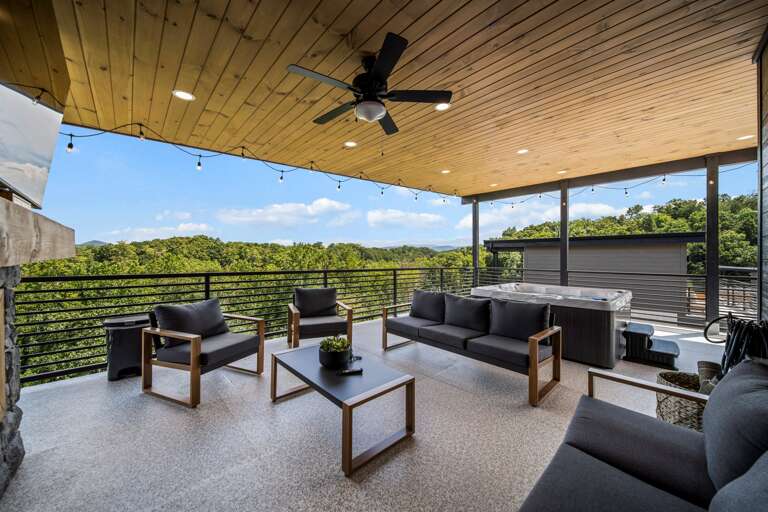 Spacious seating area for family gatherings and stargazing