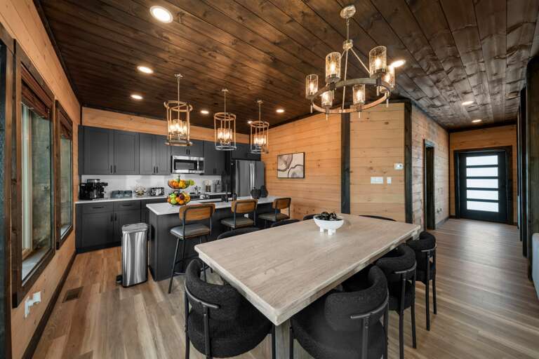 Share meals together in style, just steps from the open kitchen.