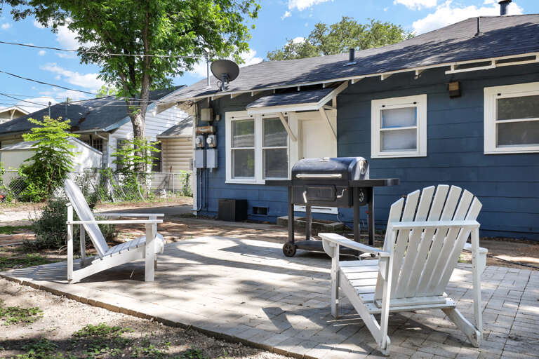 Outdoor seating and grill