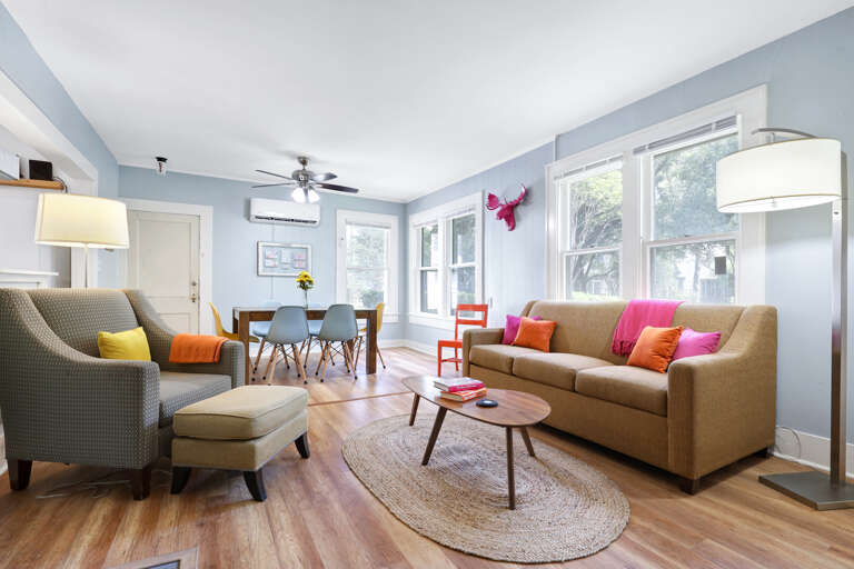 Modern Living Room Interior With Furniture And Windows