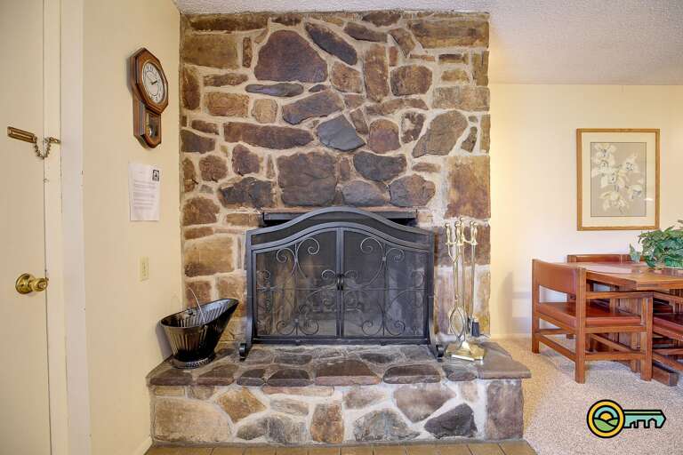 Stone fireplace