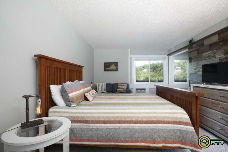 Bedroom - barn door open Bedroom - barn door open