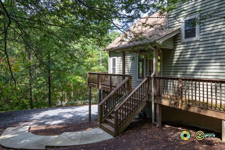 House In Forest With Wooden Deck House In Forest With Wooden Deck