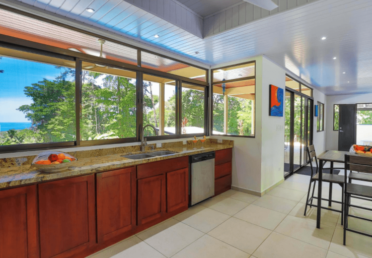 Modern Kitchen Interior With Ocean View