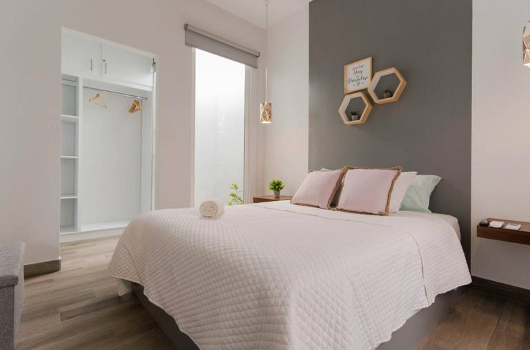 Modern Bedroom Interior With Queen-size Bed And Decor