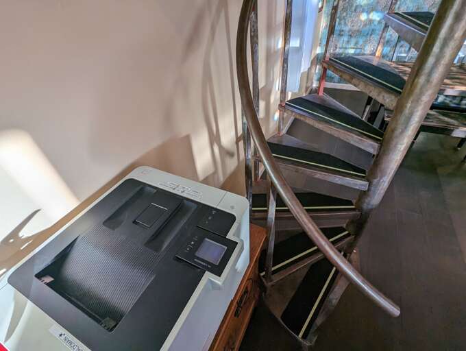 Printer and Stairs to Loft