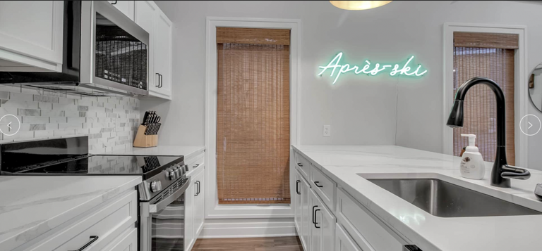 Modern Kitchen Interior With Neon Sign