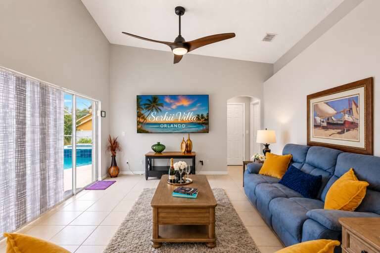 Living room with 75 inch TV - Serhii Villa Orlando