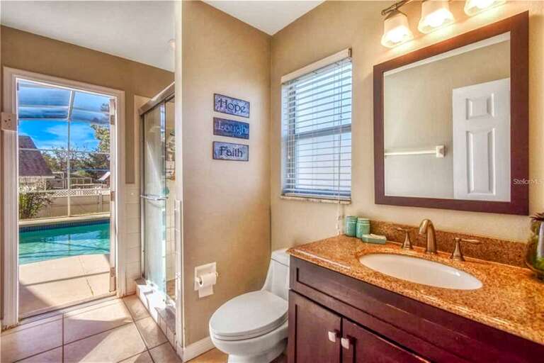 Third bathroom, it has exit to the pool, you can take a quick shower on the way in or out Third bathroom, it has exit to the pool, you can take a quick shower on the way in or out