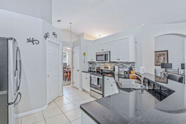 Kitchen with stainless steel appliances