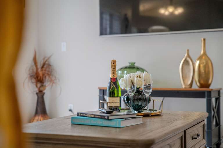 Living room (Champagne is not included, for staging purposes only)