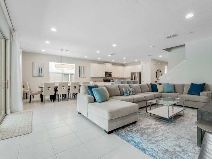 Living area with huge comfy couch