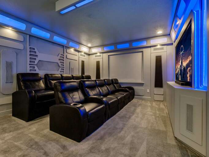 Movie theater with tiered seating