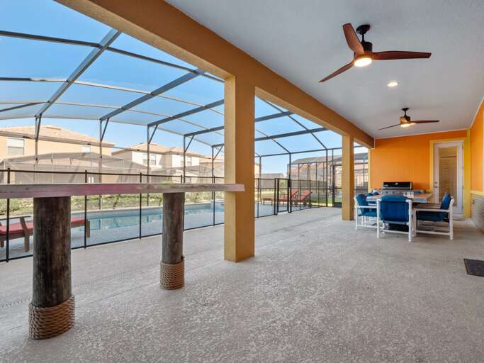 Carribean style lanai and grill area