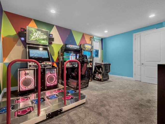 Game room with Dance Dance Revolution and arcades Game room with Dance Dance Revolution and arcades