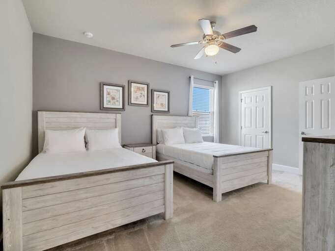 Bedroom with dual Full beds