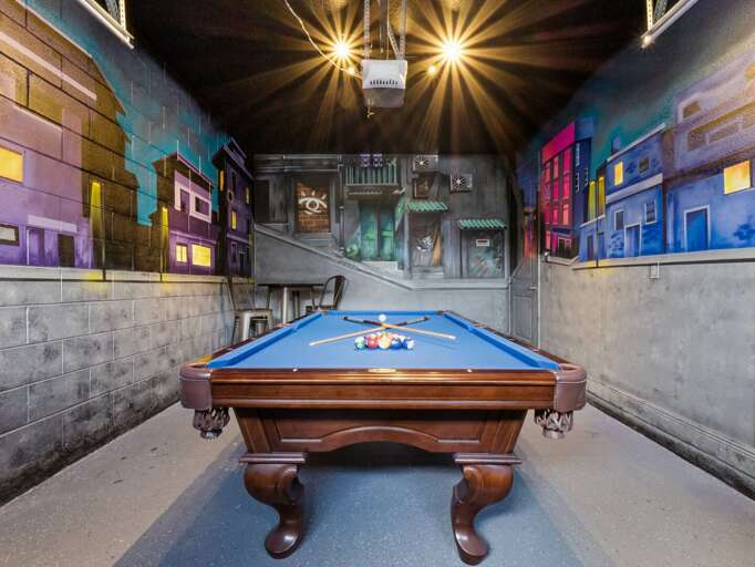 Game room with pool table